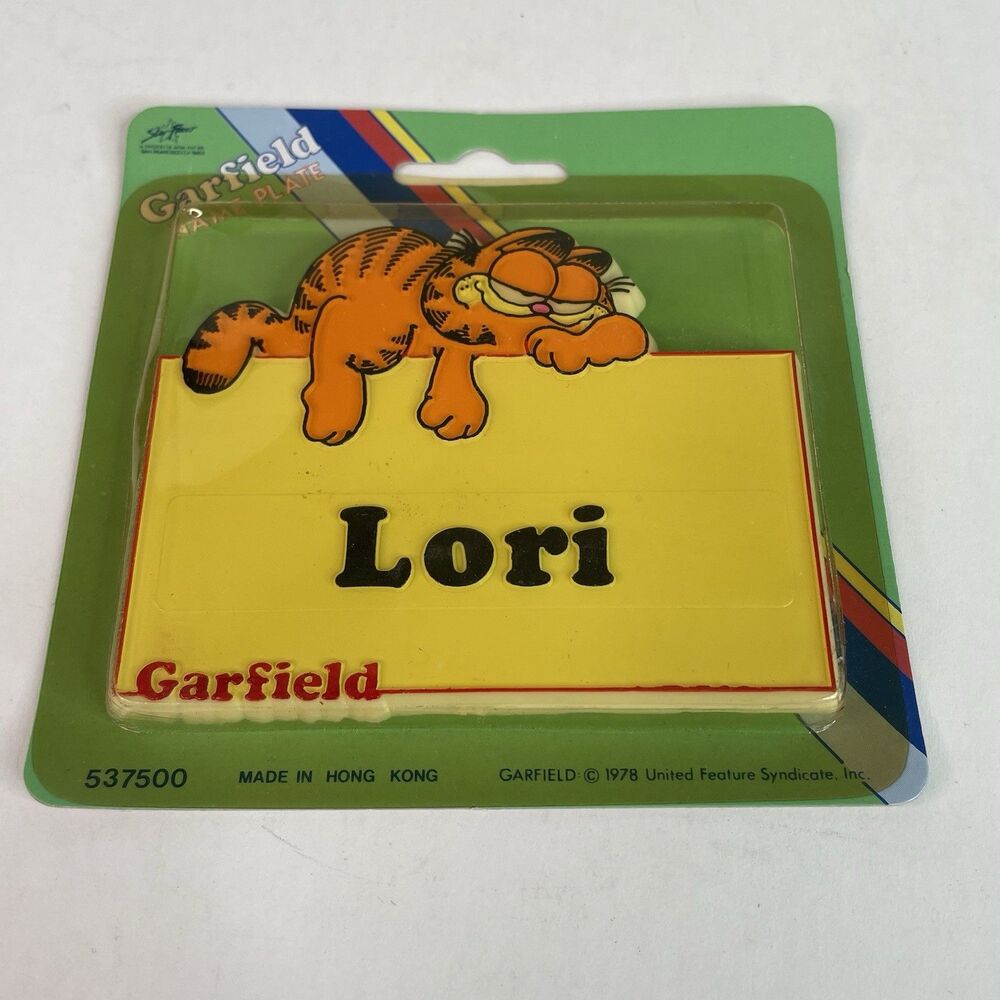 NEW Vintage Garfield Name Plate Lori 1978 RARE, Sealed, Yellow